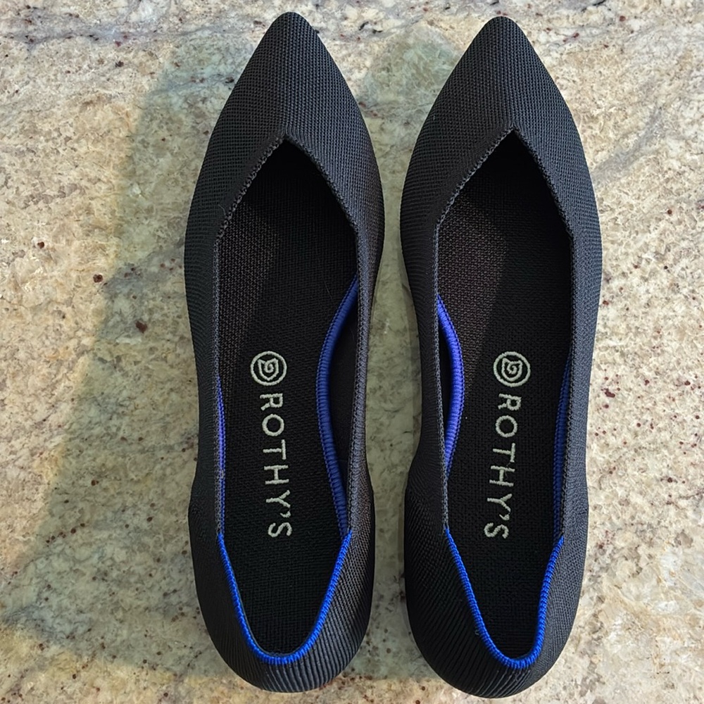 Rothy's Black Flats with Blue Accents. New without tags - Picture 3 of 16